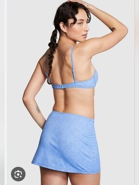 VS Pink New No Tag  Light Blue Denim Swim Mini Skirt with Front Slit